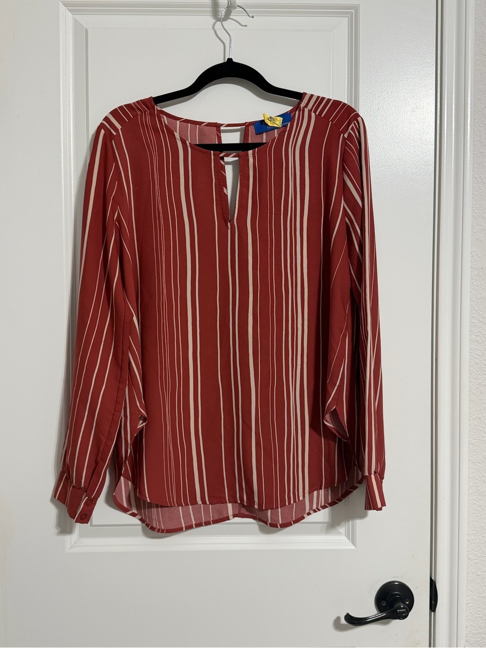 Women's Red Striped Long-Sleeve Blouse